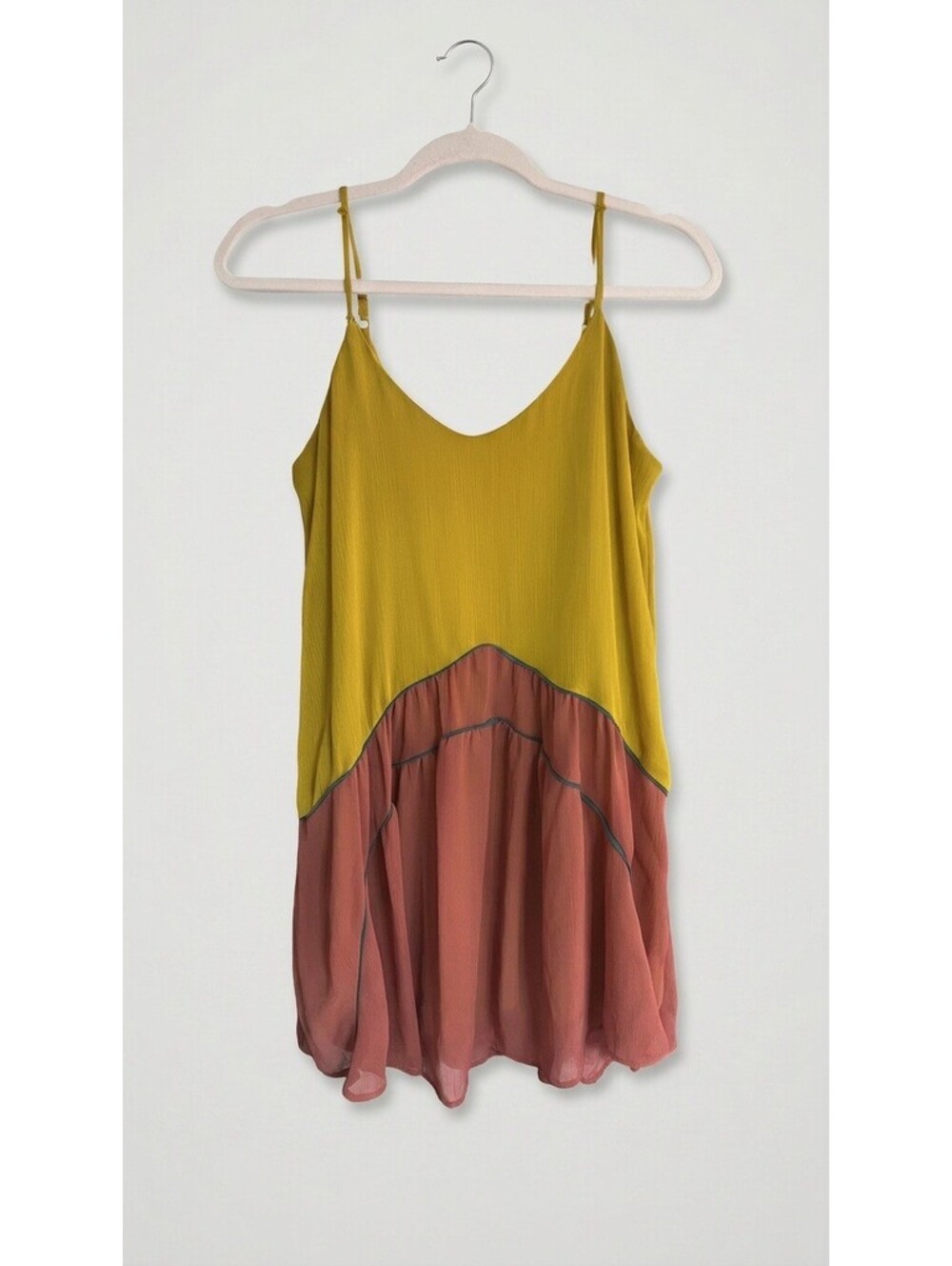 Mossimo Mustard Colorblock Tiered Dress